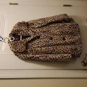 Women's Faux Leopard Print Fur Winter Coat - Size S